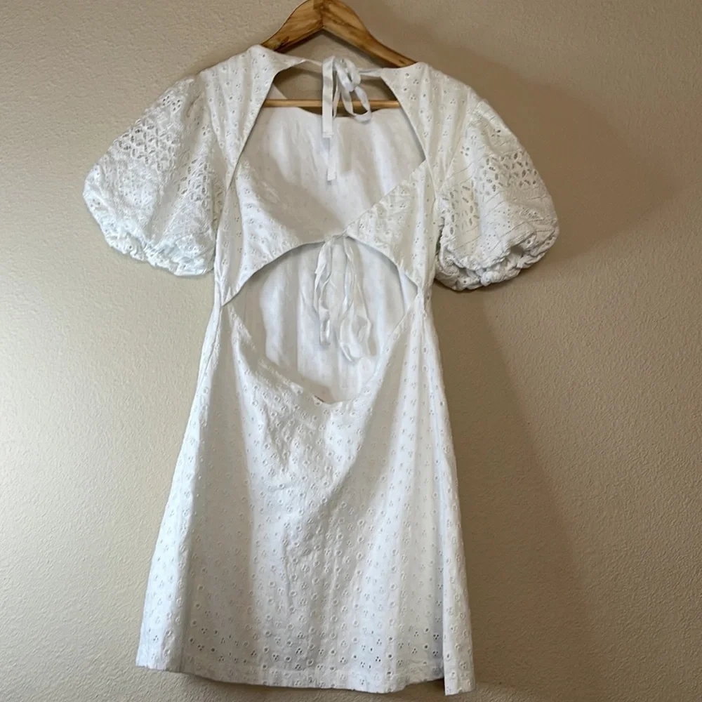 Free People Apricot Rose lace Mini‎ Dress in White